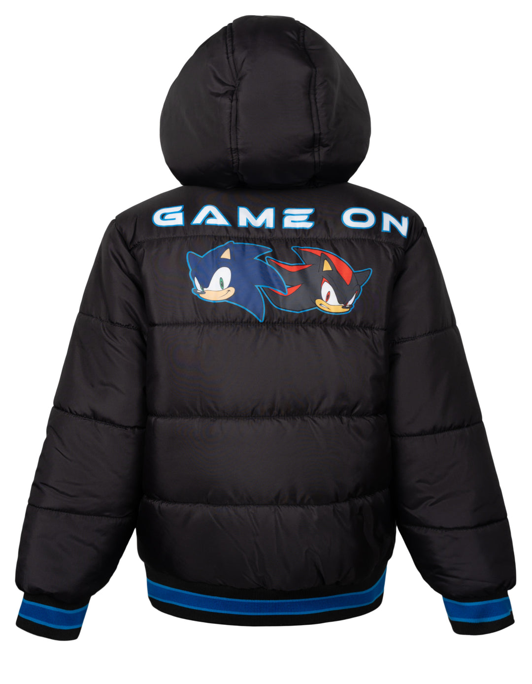 SEGA Sonic the Hedgehog Boys' Hooded Puffer Jacket Shadow Black