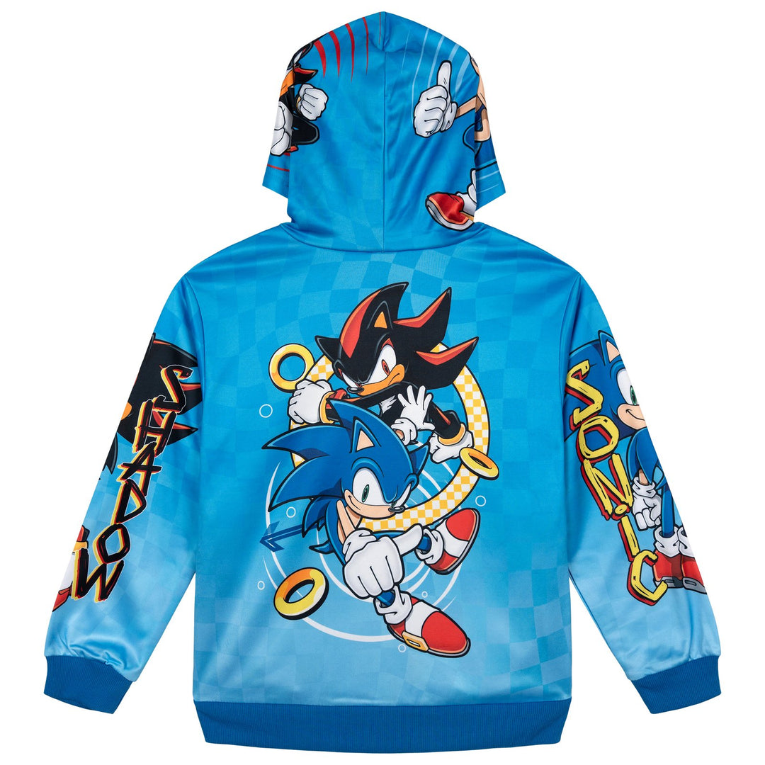 SEGA Sonic the Hedgehog Boys' Athletic Fleece Hooded Sweatshirt Shadow Blue
