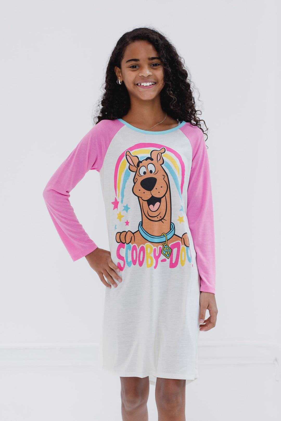 Scooby-Doo Girls' Sleepwear Nightgown Pink White