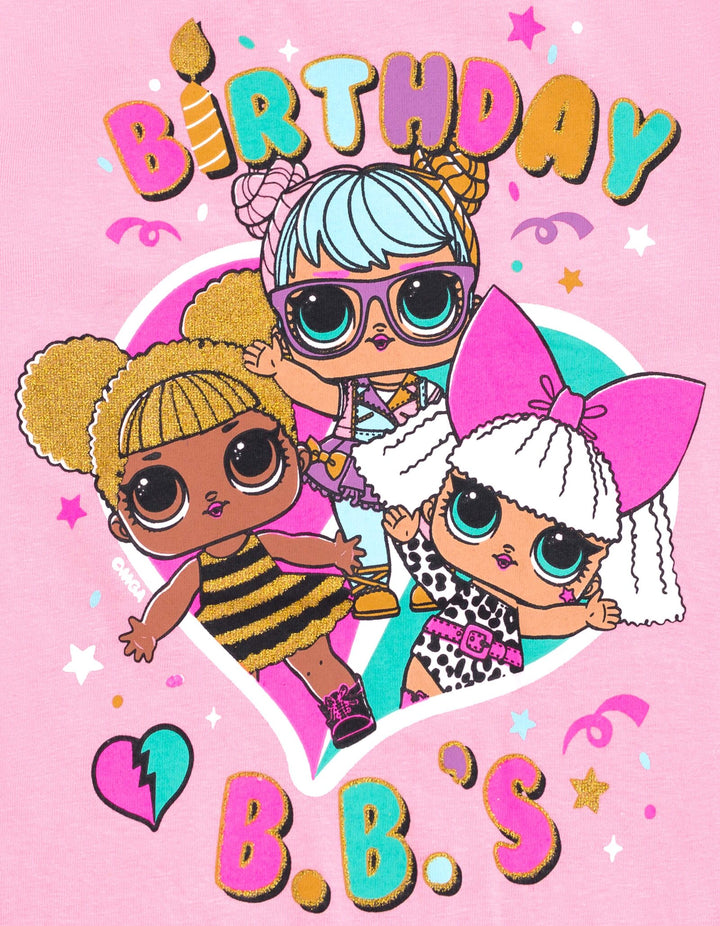 L.O.L. Surprise! Girls' Birthday Glitter T-Shirt Confetti Pink