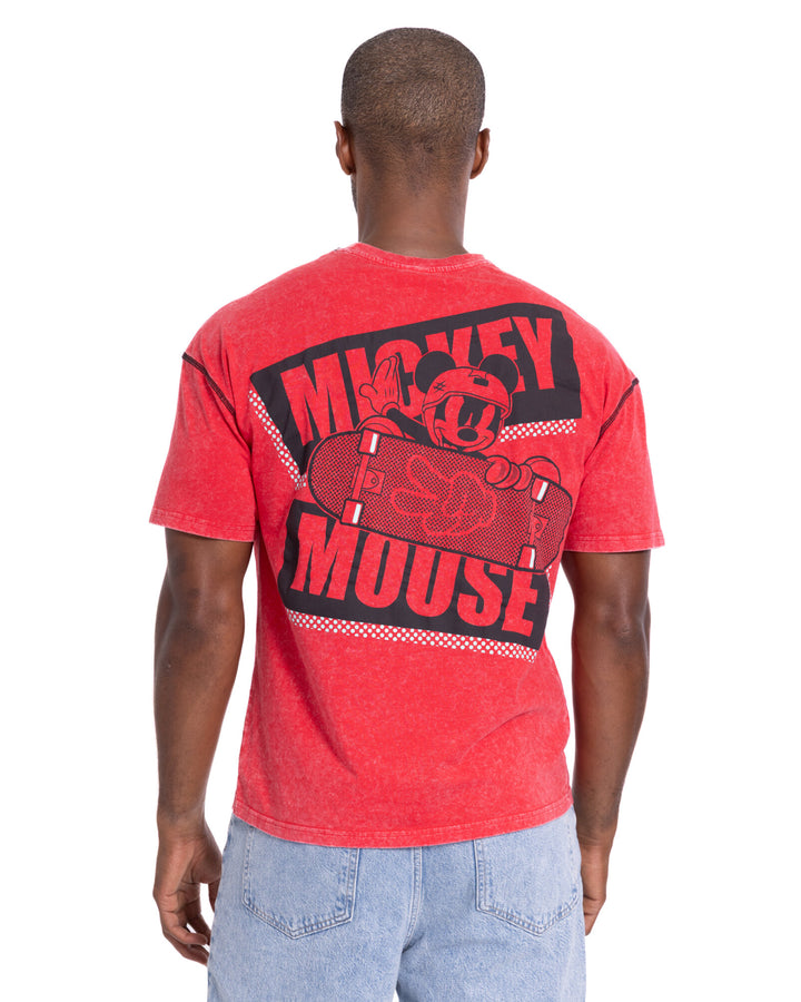 Disney Mickey Mouse Men's Short Sleeve T-Shirt Red Skate