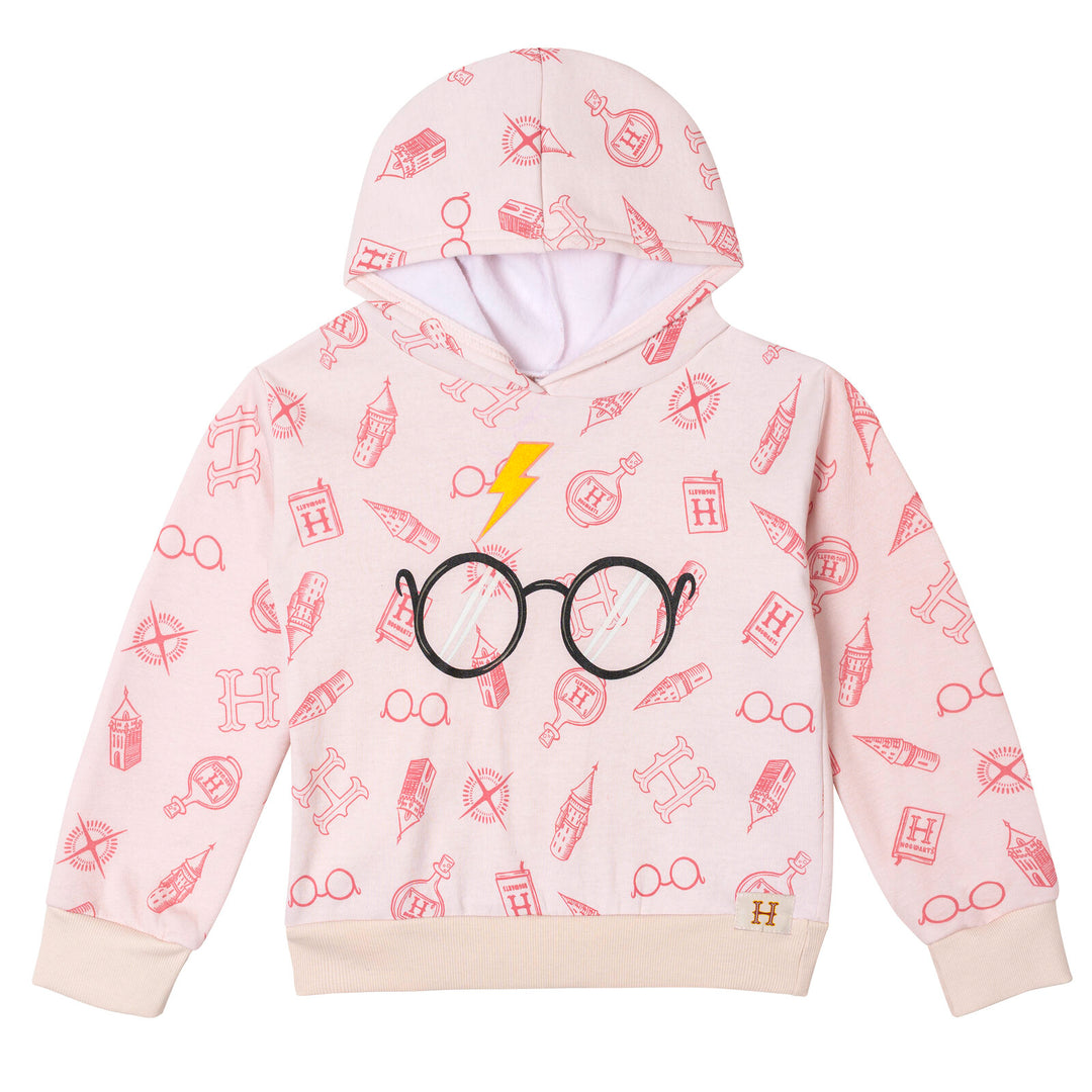 Harry Potter Girls' 2-Piece Fleece Hoodie and Leggings Set Peach Burgundy