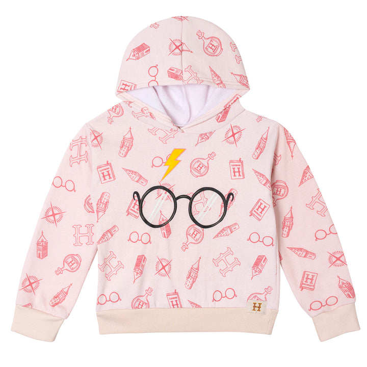 Harry Potter Girls' 2-Piece Fleece Hoodie and Leggings Set Peach Burgundy