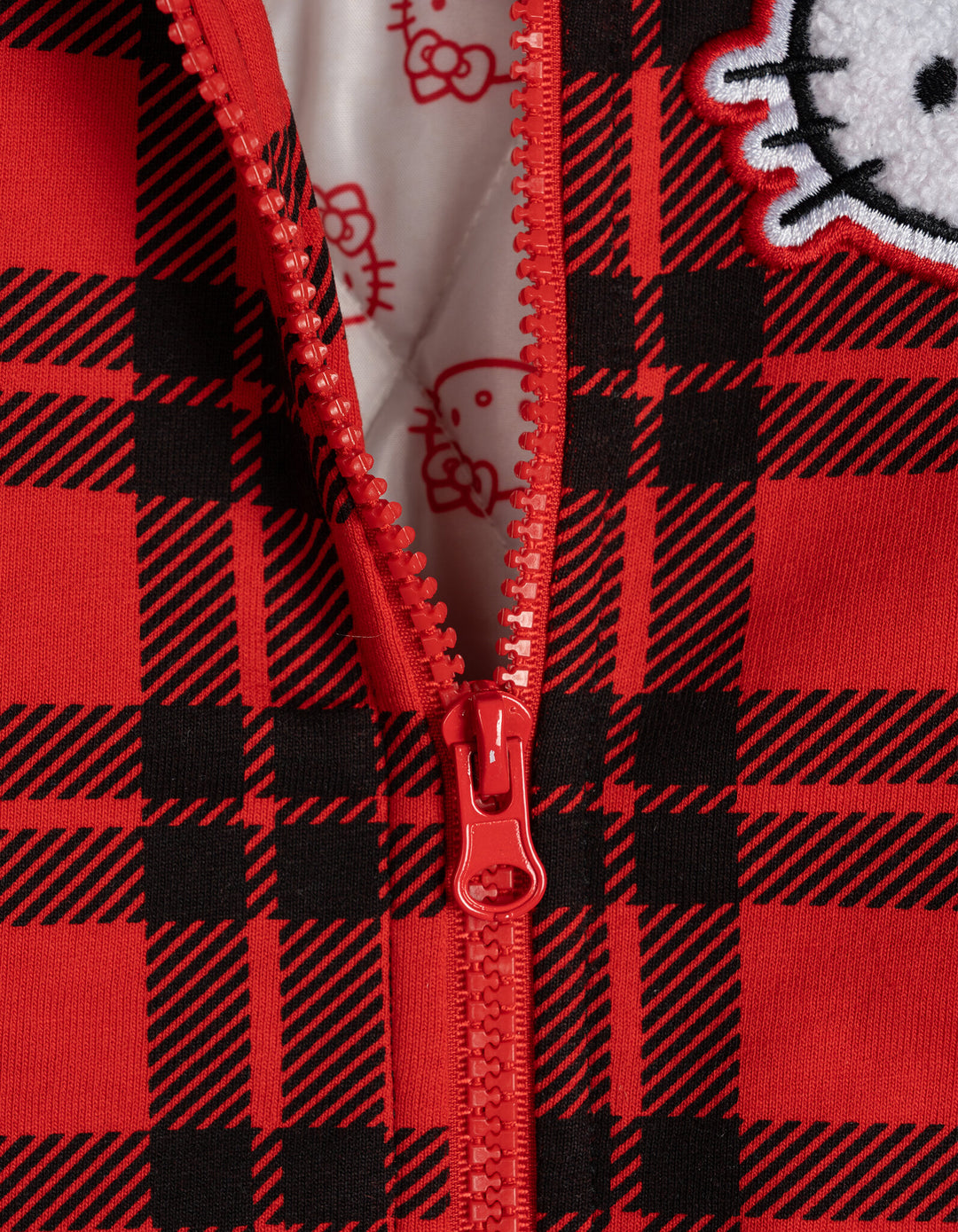Hello Kitty Girls' Varsity Bomber Jacket Red Plaid