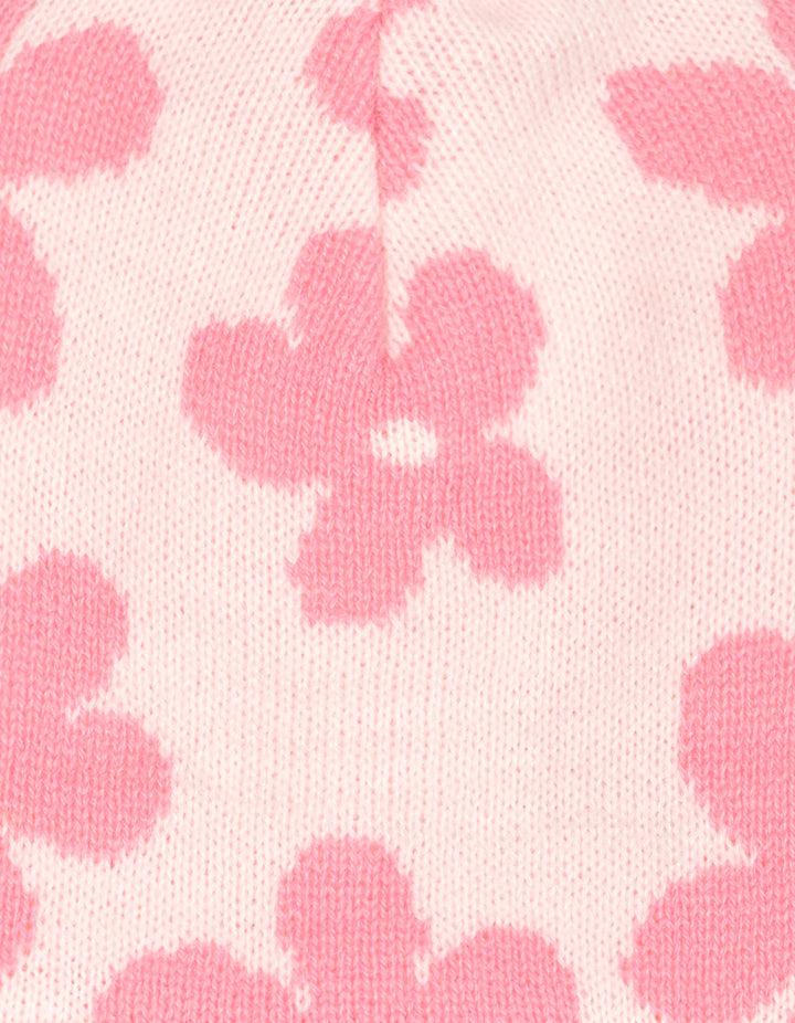 John Deere Toddler Girls' Pom Pom Beanie Hat with Sound Chip Pink Floral Pig