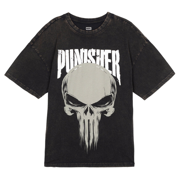 Marvel Men's Short Sleeve T-Shirt Punisher Washed Black