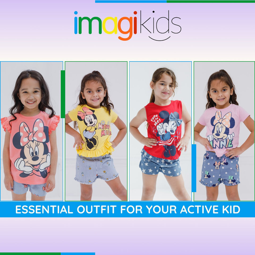 Disney Minnie Mouse Girls' Graphic T-Shirt and Chambray Shorts Set Pink Stripe