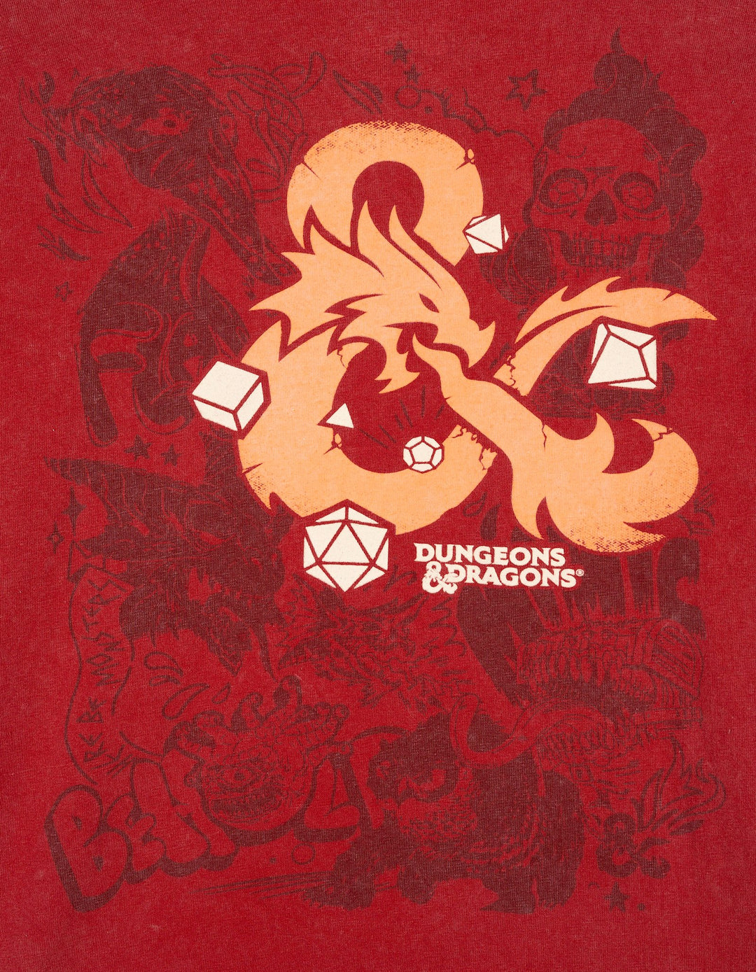 Dungeons & Dragons Graphic Logo Ringer T-Shirt Mottled Red Coral