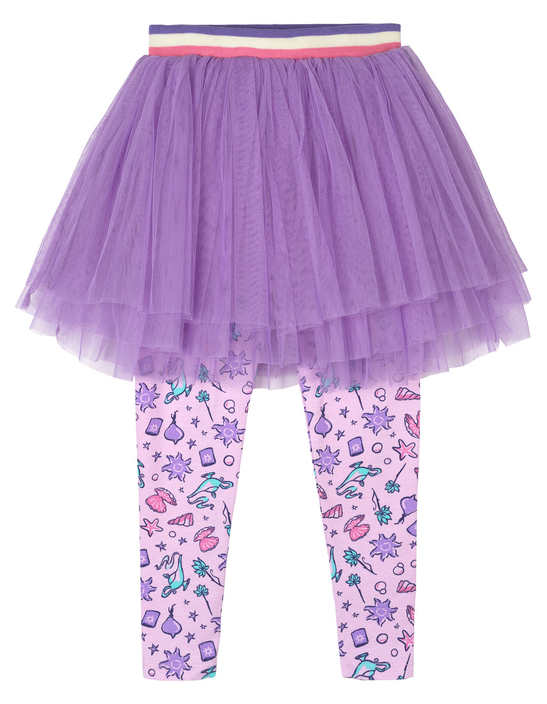 Disney Princess Girls' Glitter T-Shirt and Tutu Leggings Set Purple Pink