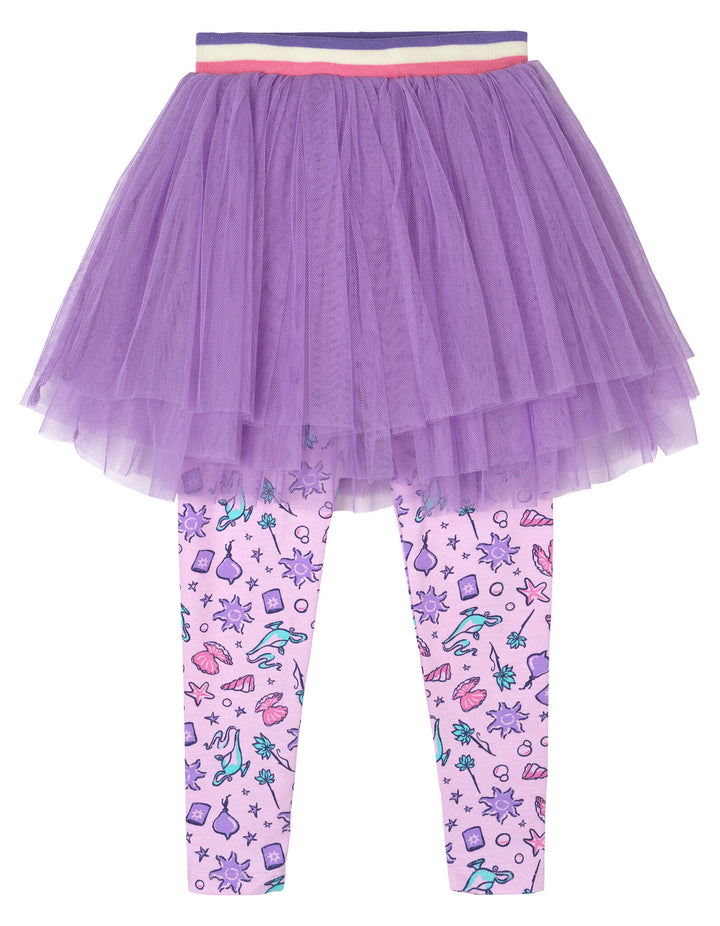 Disney Princess Girls' Glitter T-Shirt and Tutu Leggings Set Purple Pink