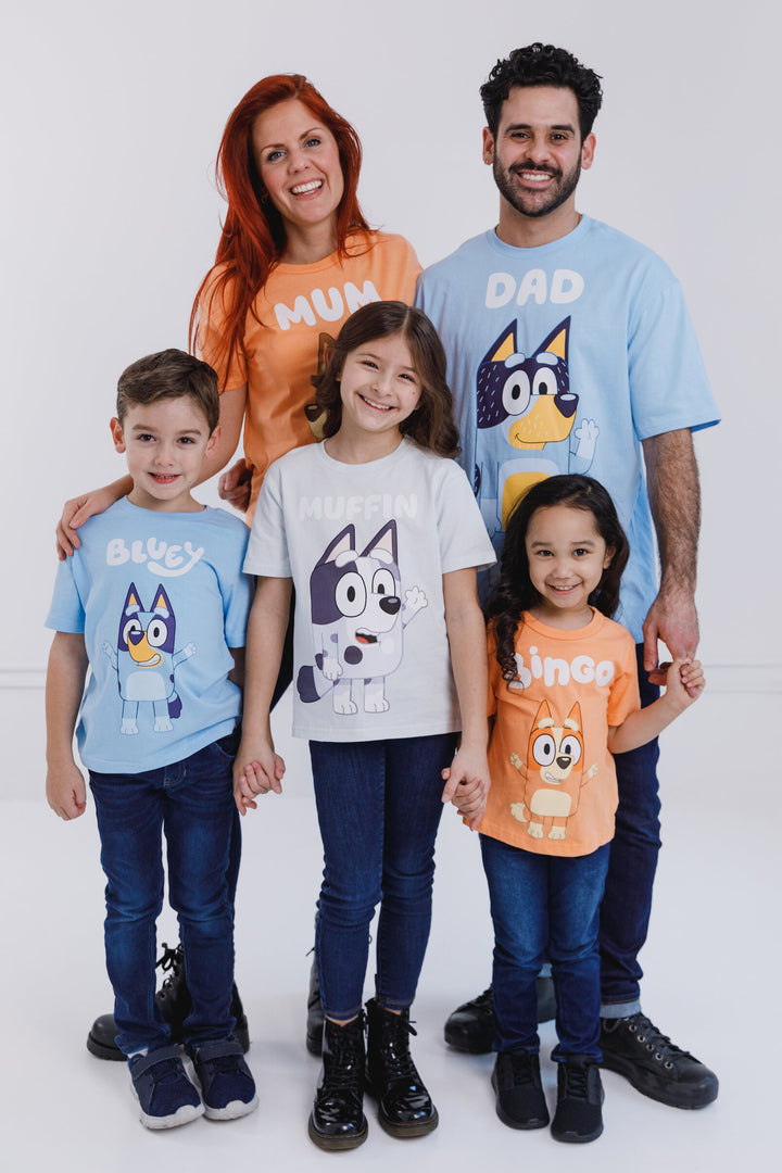 Bluey Matching Family Short Sleeve T-Shirt Bandit Light Blue