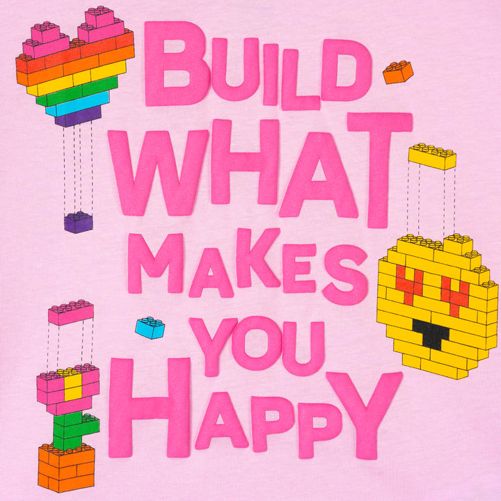 LEGO Girls' Short Sleeve Graphic T-Shirt Happy Build Pink