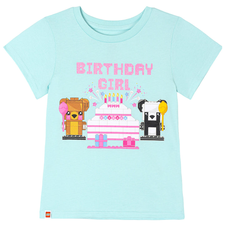 LEGO Girls' Short Sleeve Graphic T-Shirt Birthday Aqua