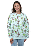 Shrek Adult Men or Women Holiday Fleece Pullover Sweatshirt Sky Blue Donkey