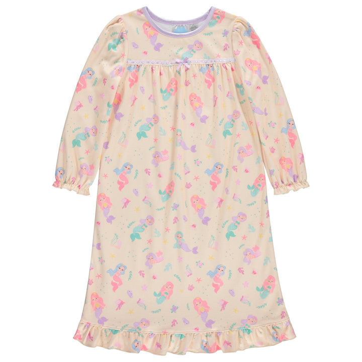 Dreamwave Girls' Long Sleeve Pajama Nightgown Yellow Mermaid