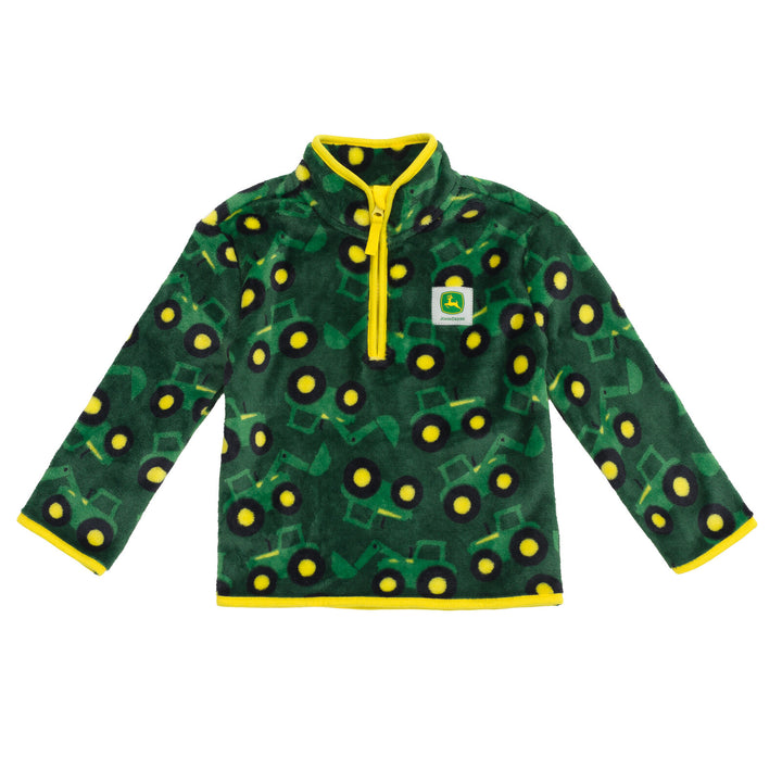 John Deere Boys' Fleece Quarter-Zip Sweatshirt Dark Green Yellow