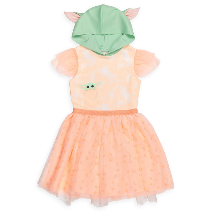 Star Wars The Mandalorian Grogu Girls' Cosplay Hooded Tutu Dress Peach