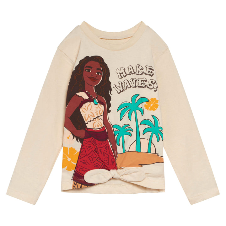 Disney Moana Girls' 2-Pack Long Sleeve T-Shirts Cream Green