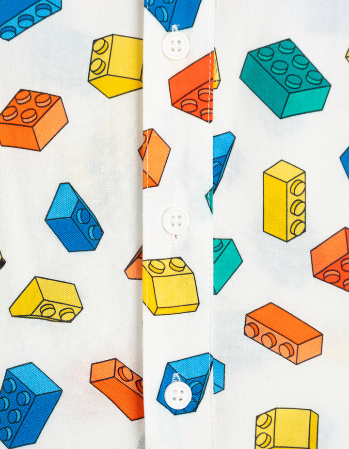 LEGO Boys' Short Sleeve Button Down Shirt Bricks Tusk