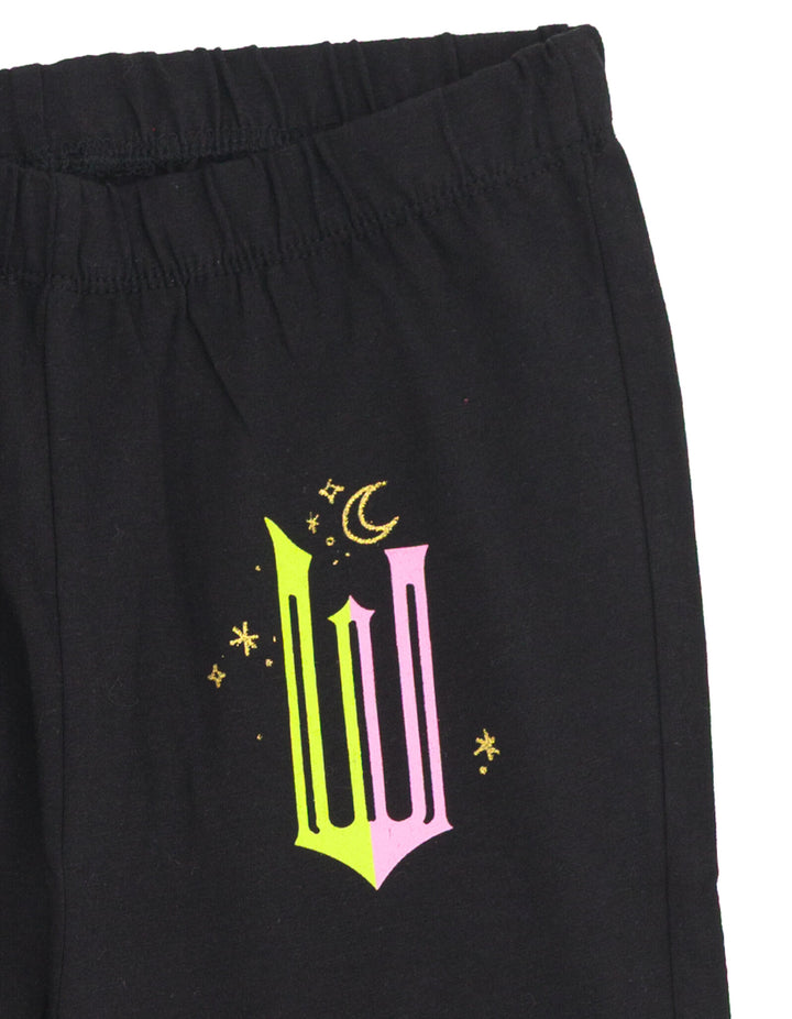 Wicked 2-Piece Fleece Sweatshirt and Flare Leggings Set Black Neon Sparkle