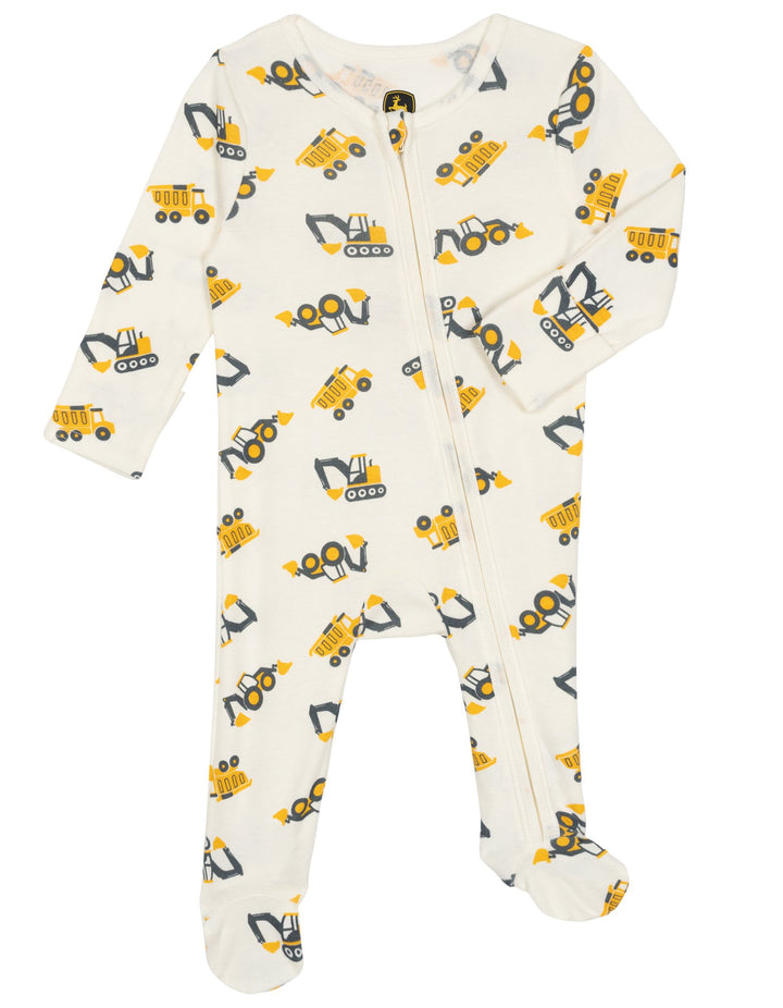 John Deere Baby Boys' Zip-Up Footed Sleep N Play Tusk Construction