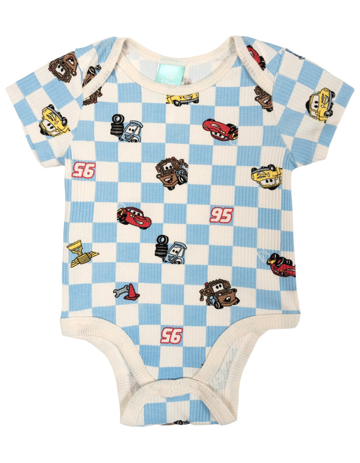 Cars Baby Boys' Bodysuit Pants and Bib Set McQueen Mater Blue