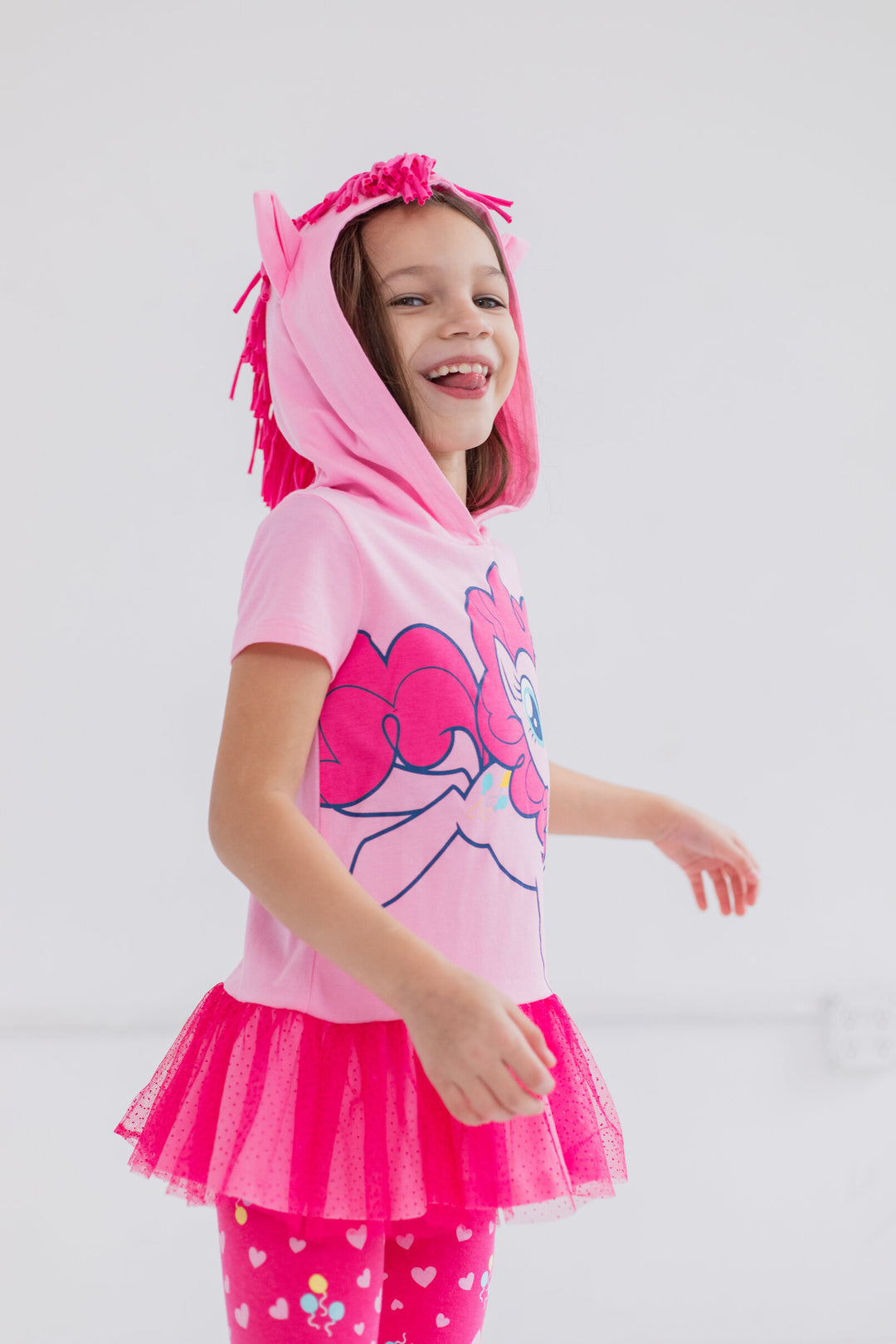 My Little Pony Pinkie Pie Cosplay 2-Piece Hooded T-Shirt and Leggings Set Pink