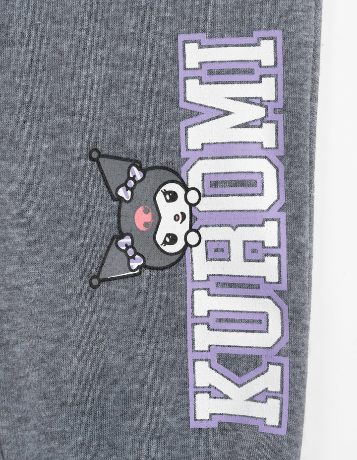 Hello Kitty Kuromi Girls' 2-Piece Sweatshirt and Joggers Set Heather Grey
