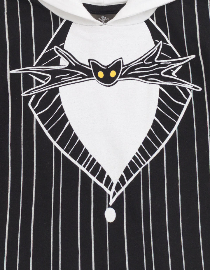 Nightmare Before Christmas Jack Skellington Women's Cosplay Short Sleeve Hooded T-Shirt Black