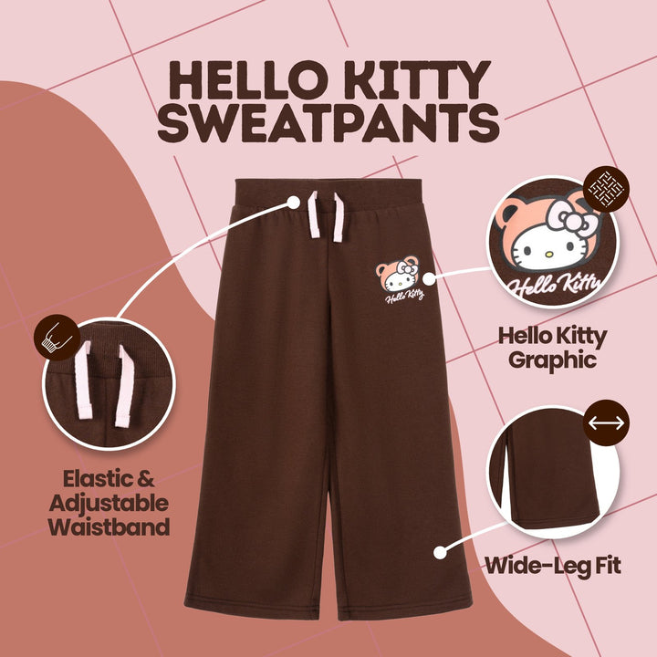 Hello Kitty Girls' Fleece 2-Piece Sweatshirt and Pants Set Cocoa