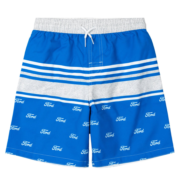 Ford Boys' Swimwear 2-Piece Rash Guard and Trunks Set Blue Grey