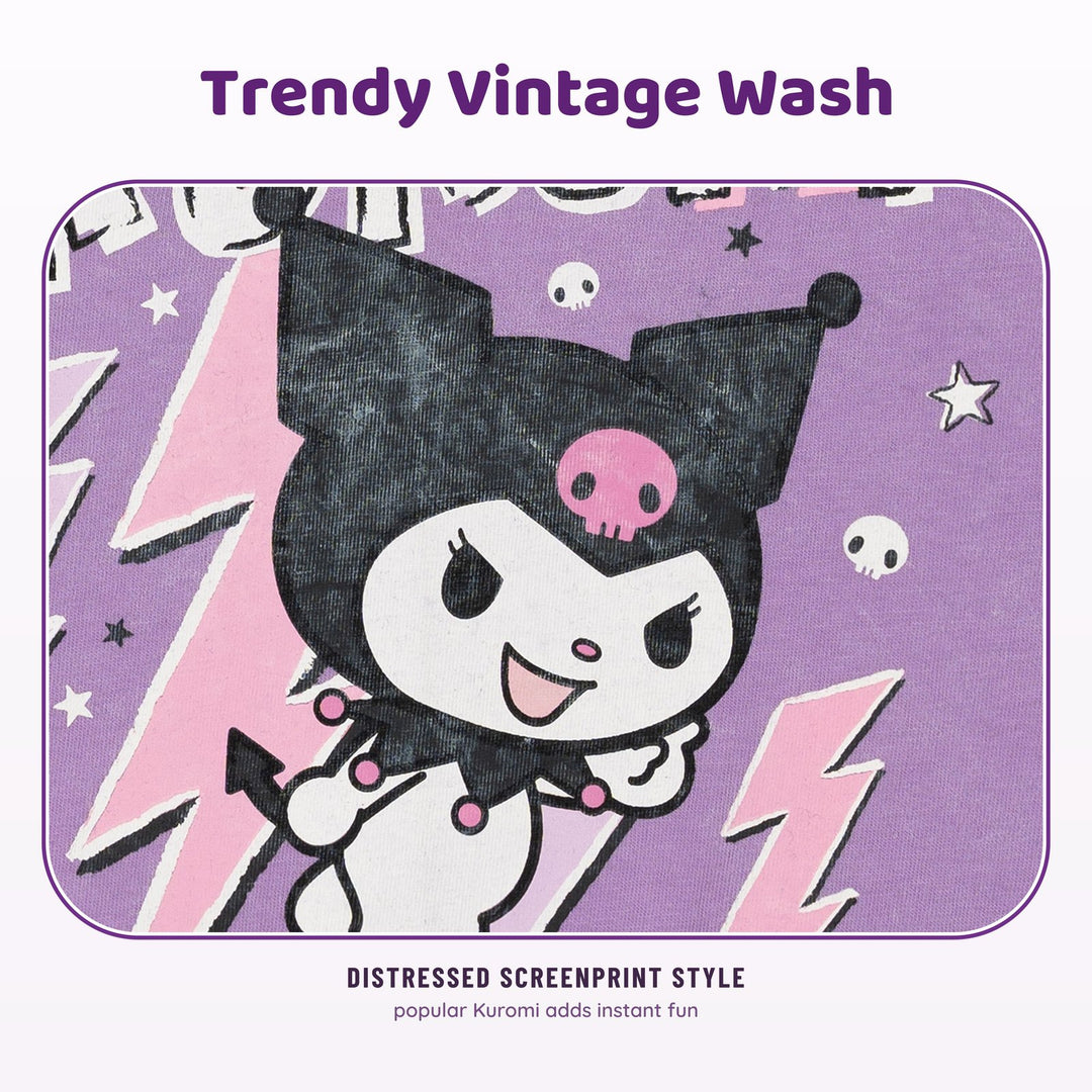 Hello Kitty Kuromi Girls' Short Sleeve T-Shirt Violet