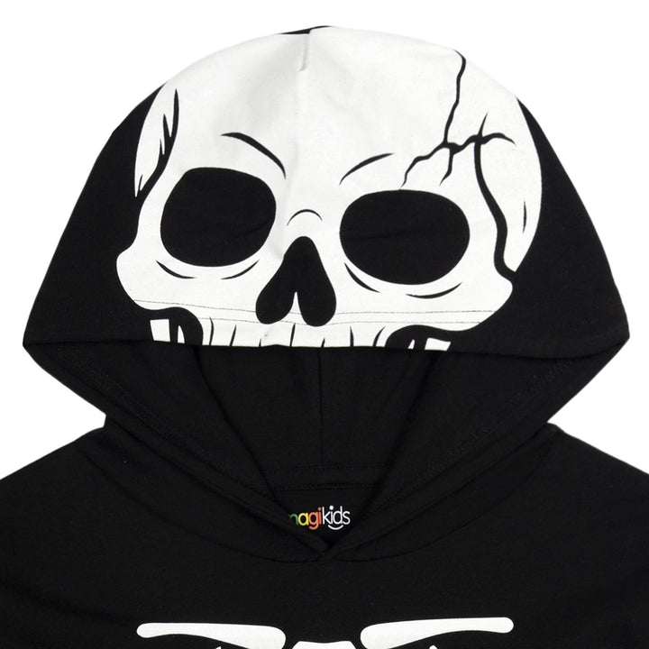 imagikids Cosplay Hooded T-Shirt Skeleton Black White