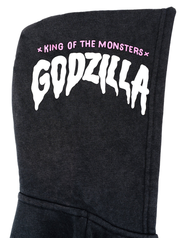 Godzilla Men's Fleece Zip Up Hoodie Charcoal