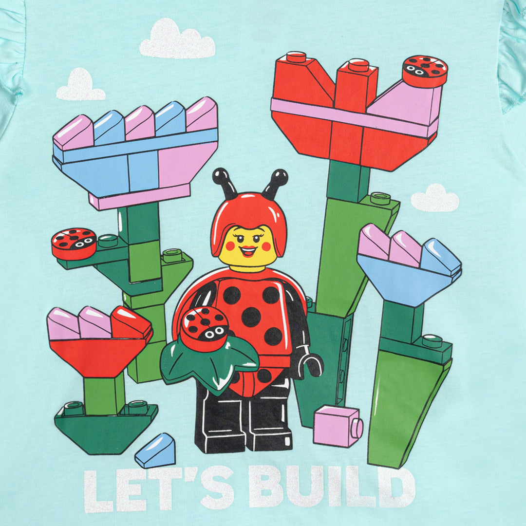 LEGO Girls' Short Sleeve T-Shirt Aqua Ladybug