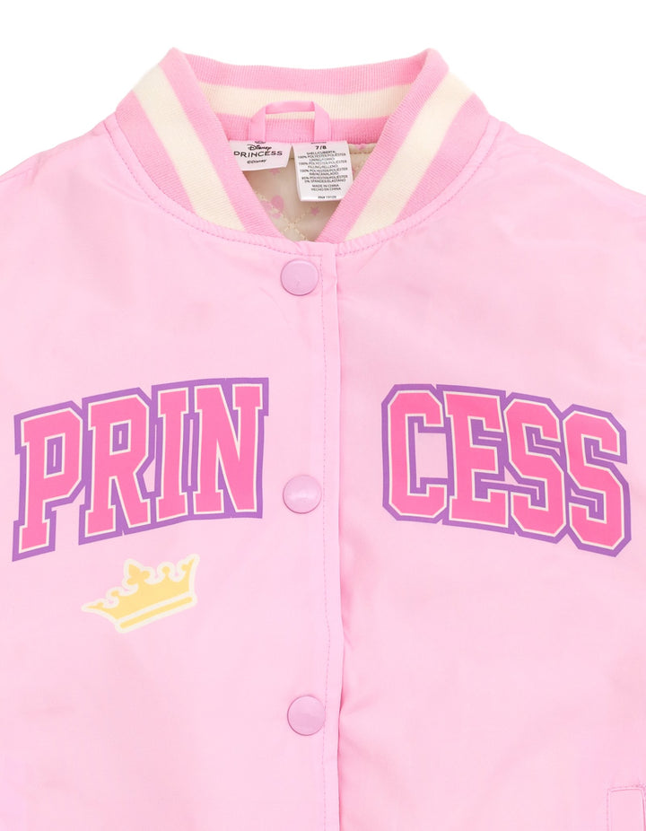 Disney Princess Girls' Varsity Bomber Jacket Pastel Pink