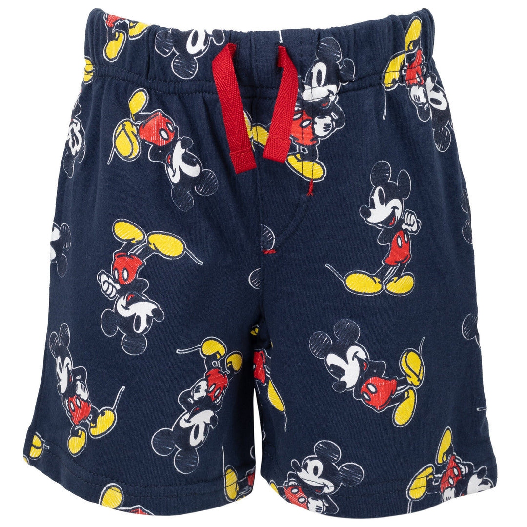 Disney Mickey Mouse Boys' T-Shirt and French Terry Shorts Set Grey Navy Red