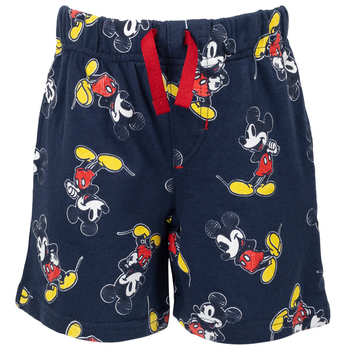 Disney Mickey Mouse Boys' T-Shirt and French Terry Shorts Set Grey Navy Red