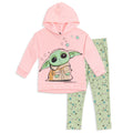 Star Wars The Mandalorian Grogu Girls' Fleece Hoodie and Leggings Set Pink Green