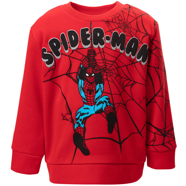Marvel Spider-Man Boys' Fleece Sweatshirt and Joggers Set Black Red