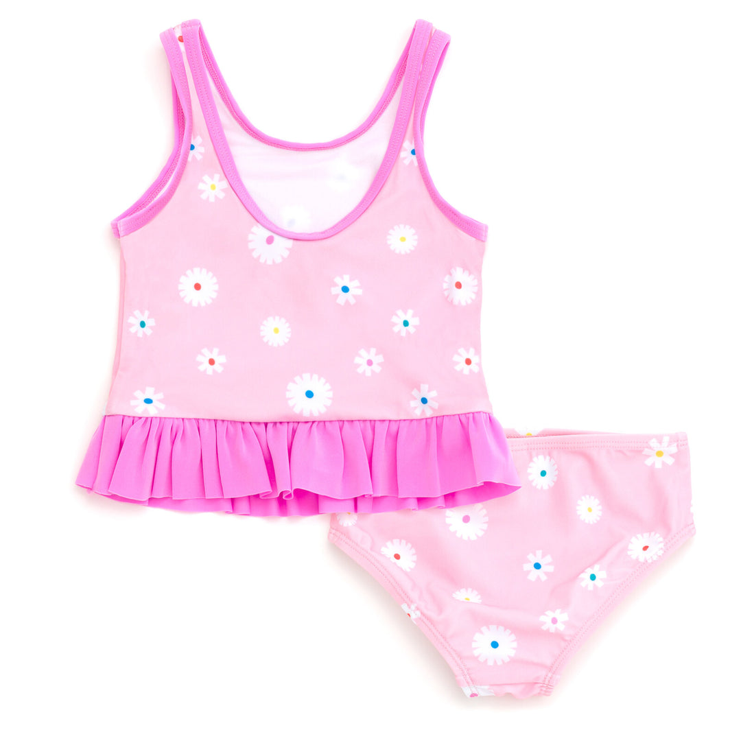 Ms. Rachel Girls' Swimwear 2-Piece Tankini and Bikini Bottom Set Ms Pink Daisy