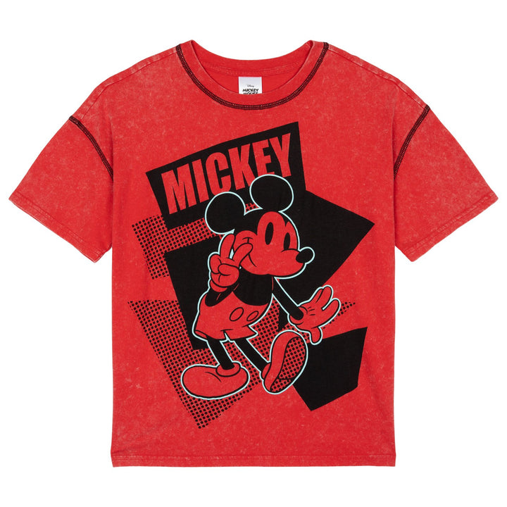 Disney Mickey Mouse Women's Short Sleeve T-Shirt Red Peace