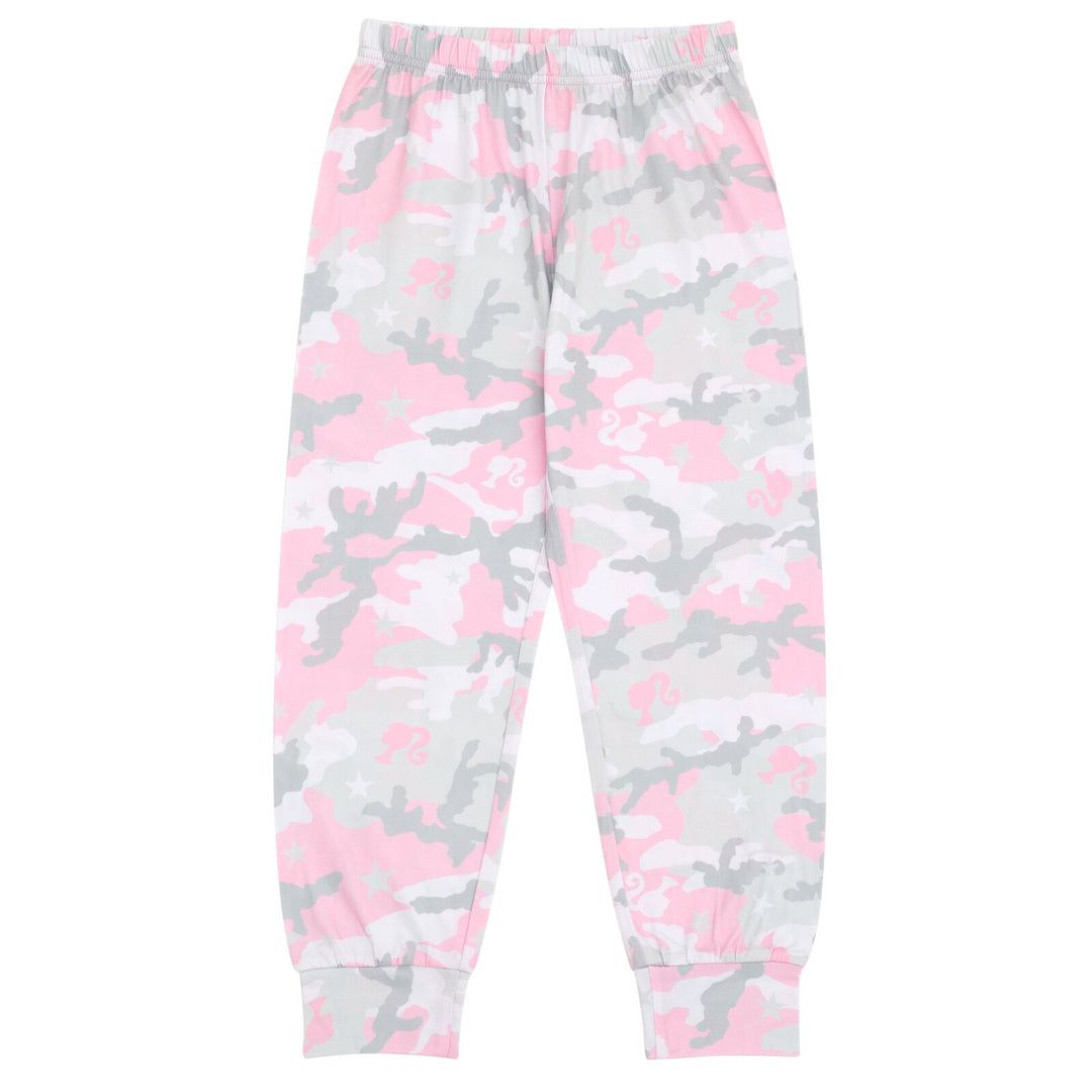 Barbie Girls' 2-Piece Pajama Shirt and Pants Set Rose Pink Camo