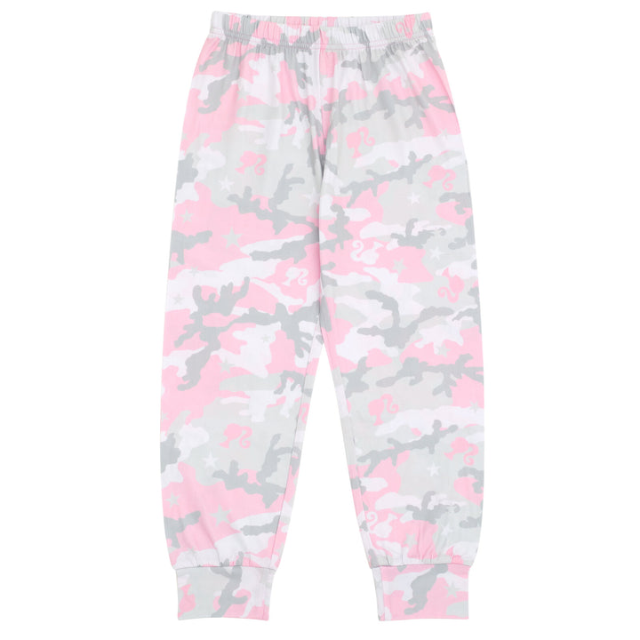 Barbie Girls' 2-Piece Pajama Shirt and Pants Set Rose Pink Camo
