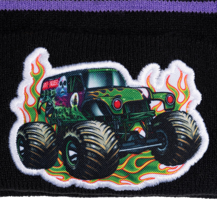 Monster Jam Grave Digger Men's Knit Beanie Hat Purple