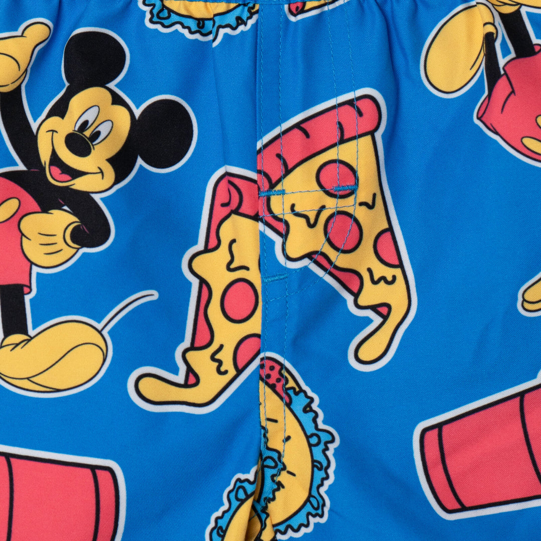 Disney Mickey Mouse Boys' Quick Dry Microfiber Swim Trunks Food Blue