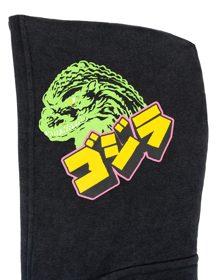 Godzilla Men's Fleece Zip Up Hoodie Charcoal