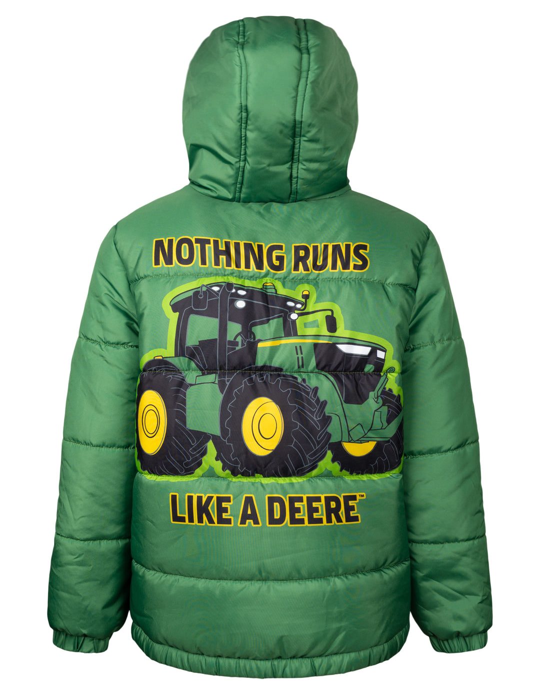 John Deere Boys' Hooded Puffer Jacket Green Chase and