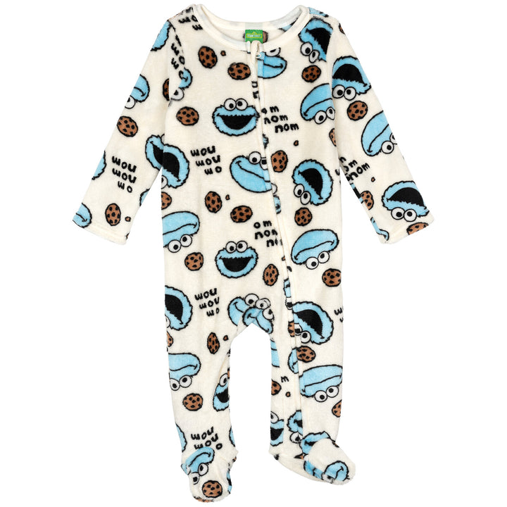 Sesame Street Baby Boys' Zip-Up Footed Sleep N' Play Ivory Cookie Monster
