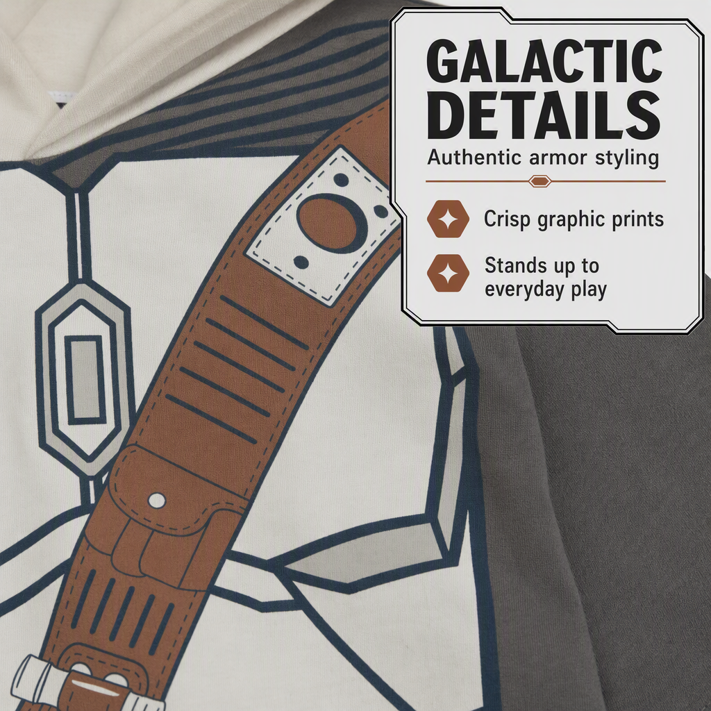 Star Wars The Mandalorian Boys' Cosplay Hooded T-Shirt Grey